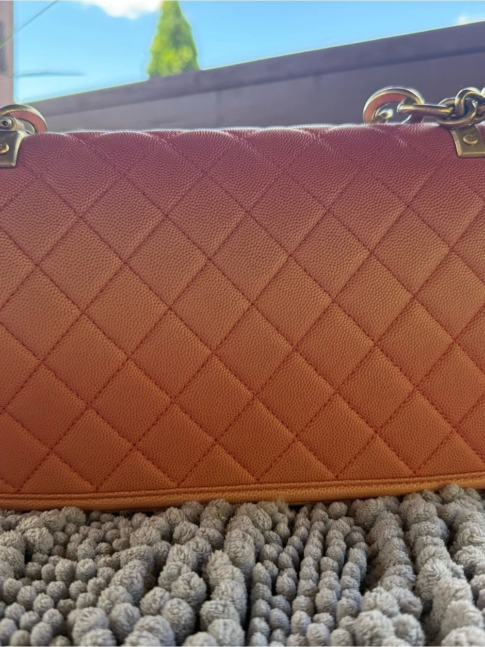 CHANEL “Sunrise by the sea” Quilted Crossbody Bag, Coral Pink with Gold Hardware